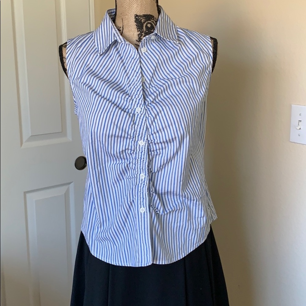 Anne Klein Blue stripped sleeveless blouse. Excellent condition!